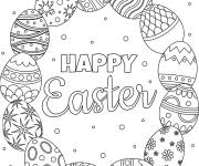 Coloriage Couronne en jolis oeufs P&acirc;ques pour Adultes
