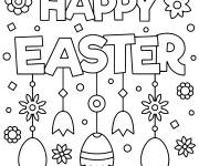 Coloriage D&eacute;coration facile pour un joyeux P&acirc;ques