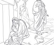 Coloriage Dessin de J&eacute;sus qui appara&icirc;t &agrave; Marie Madeleine