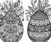 Coloriage Deux oeufs de P&acirc;ques en d&eacute;coration complexe