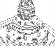 Coloriage G&acirc;teau et Oeuf de P&acirc;ques pour adultes