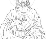 Coloriage Illustration J&eacute;sus Sacr&eacute;-C&oelig;ur pour P&acirc;ques