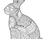 Coloriage Lapin de P&acirc;ques avec d&eacute;coration anti-stress