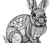 Coloriage Lapin de P&acirc;ques zentangle anti-stress pour adultes