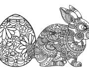 Coloriage Lapin et Oeuf P&acirc;ques pour adultes