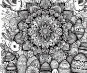 Coloriage Mandala adulte P&acirc;ques oeufs d&eacute;cor&eacute;s