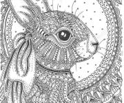 Coloriage et dessins gratuit Mandala complexe d'un joli li&egrave;vre pour P&acirc;ques adulte à imprimer