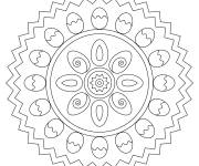 Coloriage Mandala de P&acirc;ques avec oeufs &agrave; motifs simplifi&eacute;