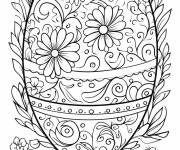 Coloriage et dessins gratuit Oeuf de P&acirc;ques adulte floral en Margueritte à imprimer