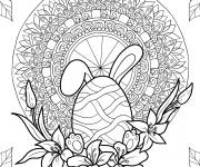Coloriage Oeuf de P&acirc;ques avec complexe Mandala oreilles de lapin