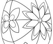 Coloriage Oeuf de P&acirc;ques avec d&eacute;coration en fleurs