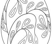 Coloriage Oeuf de P&acirc;ques avec motif en forme de feuille