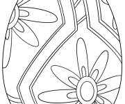 Coloriage Oeuf de P&acirc;ques avec motifs floraux pour adultes