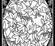 Coloriage Oeuf de P&acirc;ques pour adultes avec de nombreux feuilles