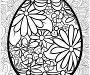 Coloriage Oeuf de P&acirc;ques pour adultes avec un fond zentangle