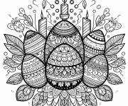 Coloriage Oeufs de P&acirc;ques avec des chandelles pour adultes