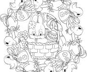 Coloriage Oiseau et lapin pour P&acirc;ques