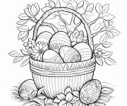 Coloriage et dessins gratuit Panier adorable plein d'oeuf de P&acirc;ques pour adultes à imprimer
