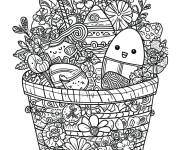 Coloriage Panier rempli des objets pour c&eacute;l&eacute;brer le P&acirc;ques