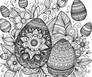 Coloriage Plusieurs Oeufs de P&acirc;ques d&eacute;cor&eacute; dur pour adultes