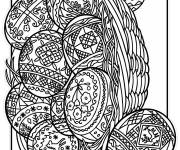 Coloriage Plusieurs oeufs de P&acirc;ques pour adultes en noir et blanc