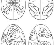 Coloriage Quatre Oeufs de Paque adulte Pyssanka