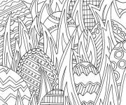 Coloriage et dessins gratuit Sc&egrave;ne d'oeufs de P&acirc;ques adulte gratuit à imprimer