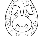 Coloriage &OElig;uf de P&acirc;ques simple lapin et carottes