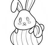 Coloriage Aper&ccedil;u du lapin de P&acirc;ques facile sur l'oeuf