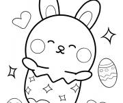 Coloriage B&eacute;b&eacute; lapin dans oeuf de P&acirc;ques facile