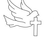 Coloriage et dessins gratuit Colombe et croix de P&acirc;ques facile à imprimer