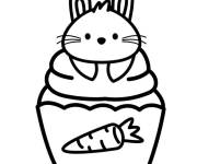 Coloriage Cupcake avec un lapin de P&acirc;ques assis dessus