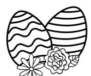 Coloriage Deux gros &oelig;ufs de P&acirc;ques &agrave; larges rayures