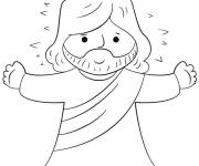 Coloriage et dessins gratuit J&eacute;sus pour P&acirc;ques facile à imprimer