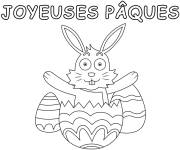 Coloriage Joyeux lapin de P&acirc;ques facile