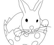 Coloriage Lapin dans un &oelig;uf de P&acirc;ques facile