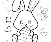 Coloriage Lapin de P&acirc;ques basique avec &oelig;uf