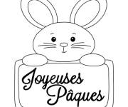 Coloriage Lapin de P&acirc;ques simple