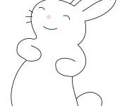 Coloriage et dessins gratuit lapin de P&acirc;ques souriant facile à imprimer