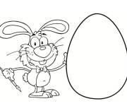 Coloriage Lapin et la peinture d'oeuf de P&acirc;ques facile
