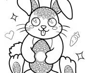 Coloriage Mandala lapin et oeuf de P&acirc;ques