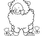 Coloriage et dessins gratuit Mouton de P&acirc;ques avec un oeuf facile à imprimer