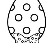 Coloriage Oeuf de P&acirc;ques avec cercles d&eacute;coratifs et un n&oelig;ud