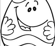 Coloriage Oeuf de P&acirc;ques facile avec un visage