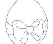 Coloriage Oeuf de P&acirc;ques facile enrubann&eacute;