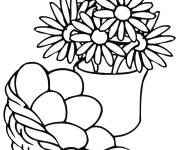 Coloriage Oeufs de P&acirc;ques et fleurs facile en ligne