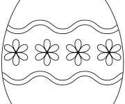 Coloriage Oeufs de P&acirc;ques facile d&eacute;cor&eacute; avec fleurs