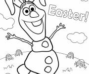 Coloriage Olaf avec des Oeuf de P&acirc;ques facile
