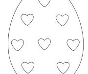 Coloriage Ouef de P&acirc;ques Facile avec c&oelig;ur