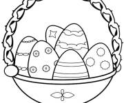 Coloriage Panier d&rsquo;oeufs pour P&acirc;ques facile